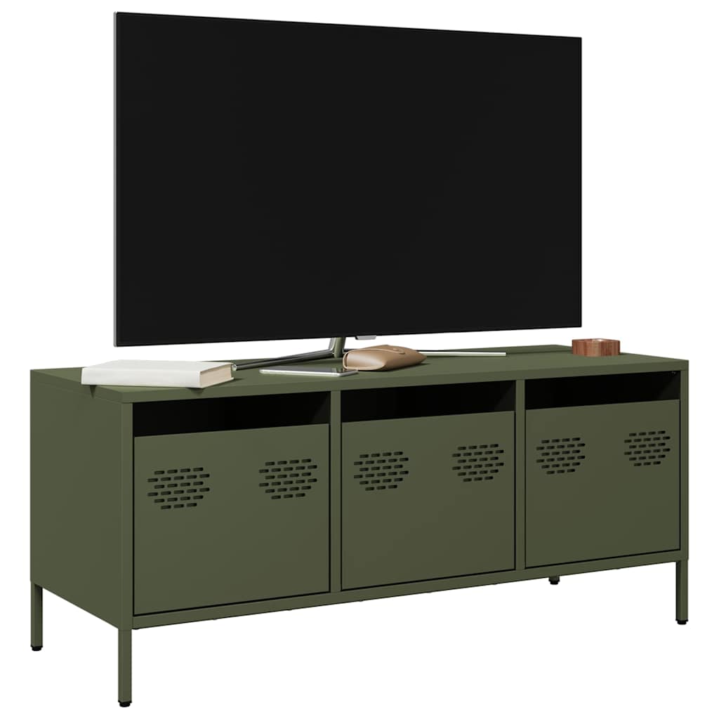 TV ormarić maslinastozeleni 101,5 x 39 x 43,5 cm čelični Zelena