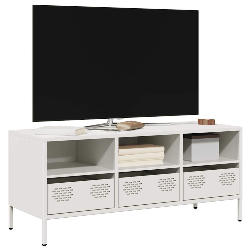 TV ormarić bijeli 101,5x39x43,5 cm hladno valjani čelik Bijela