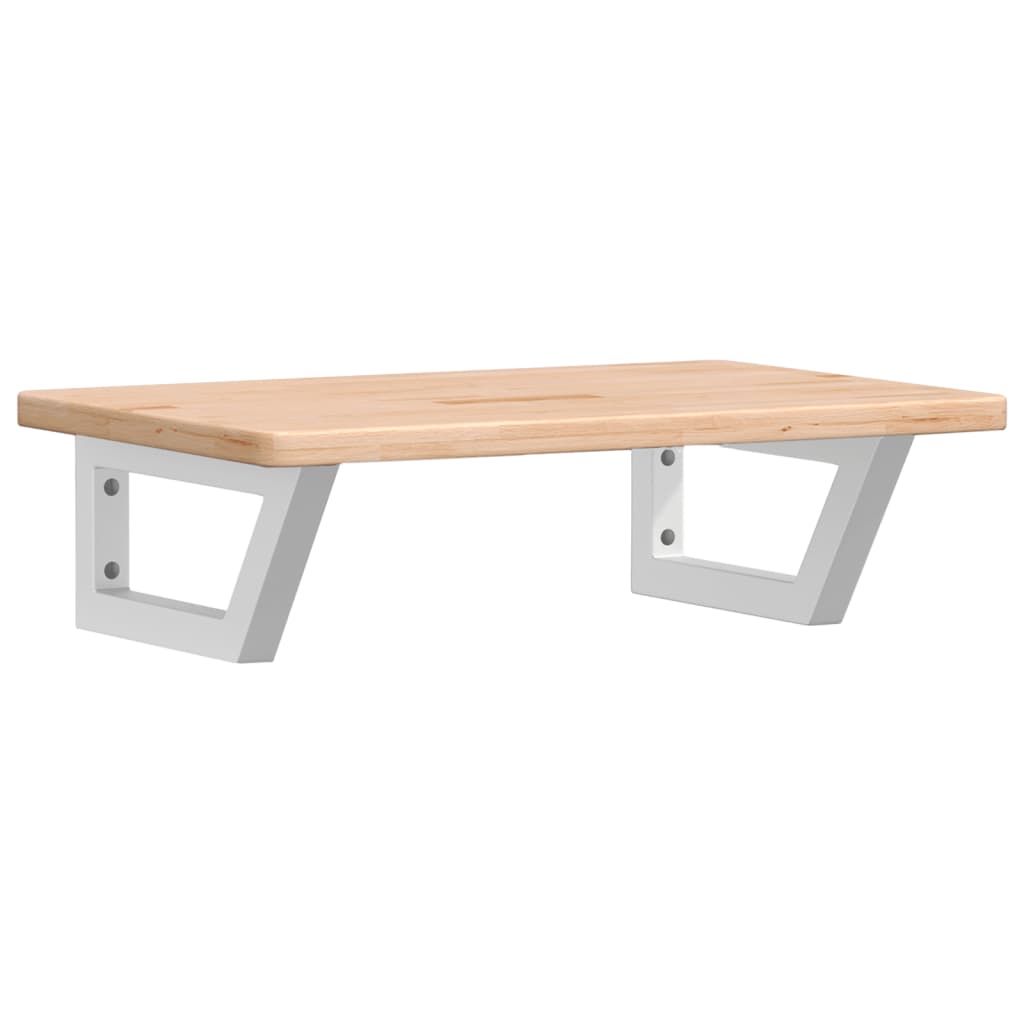 Zidna polica za umivaonik od čelika i masivne hrastovine Smeđa 60 x 40 x 2.5 cm