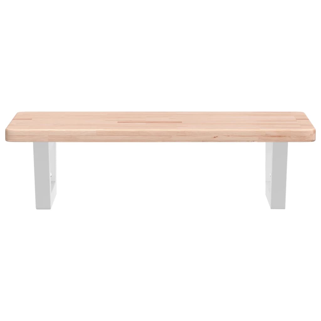 Zidna polica za umivaonik od čelika i masivne hrastovine Smeđa 60 x 40 x 2.5 cm