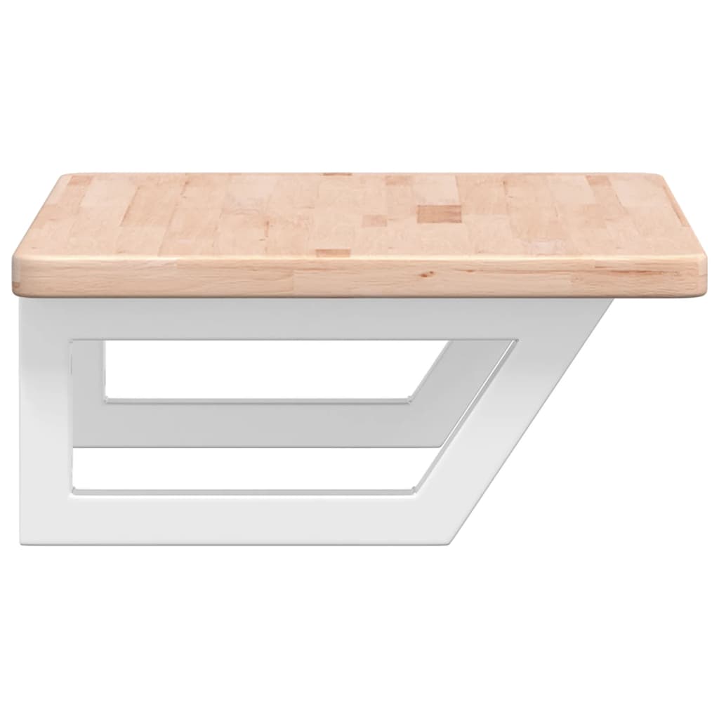 Zidna polica za umivaonik od čelika i masivne hrastovine Smeđa 60 x 40 x 2.5 cm
