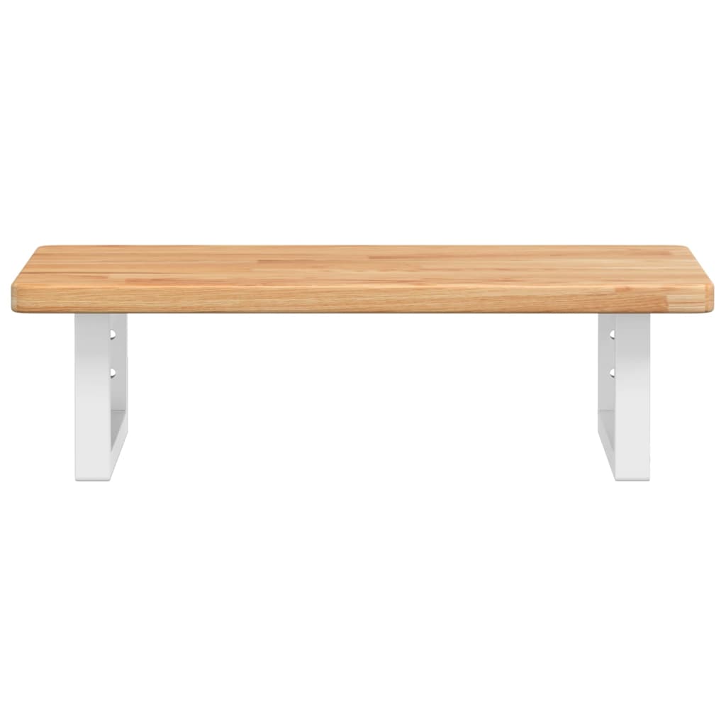 Zidna polica za umivaonik od čelika i masivne hrastovine Smeđa 60 x 40 x 2.5 cm