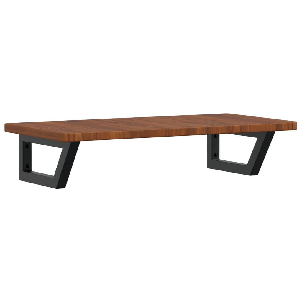 Zidna polica za umivaonik od čelika i masivne hrastovine Smeđa 80 x 40 x 2.5 cm