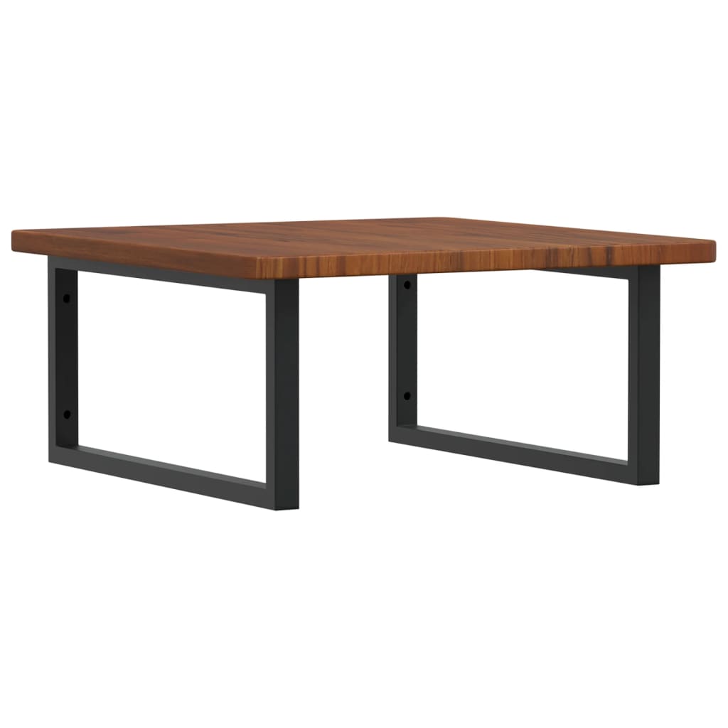 Zidna polica za umivaonik od čelika i masivne hrastovine Smeđa 60 x 60 x 2.5 cm
