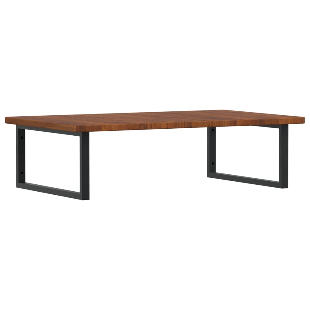 Zidna polica za umivaonik od čelika i masivne hrastovine Smeđa 100 x 60 x 2.5 cm