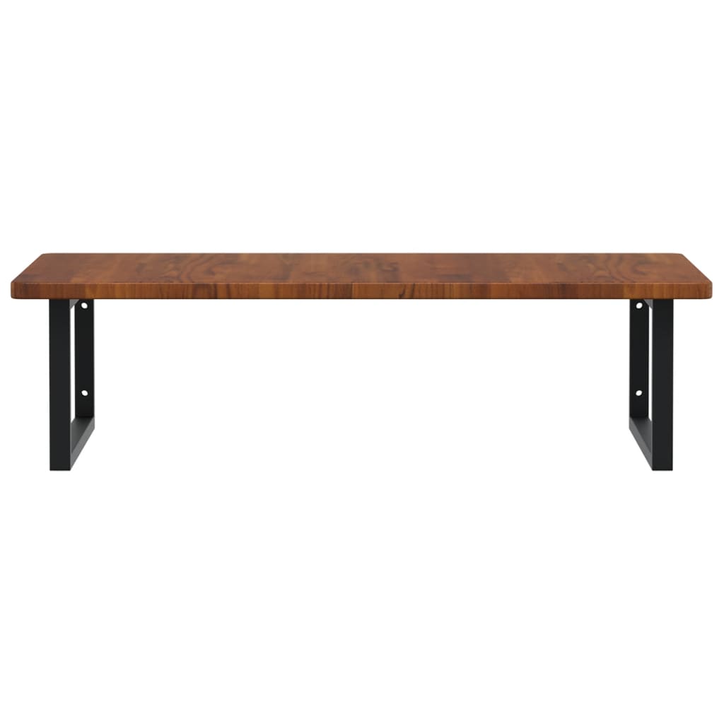 Zidna polica za umivaonik od čelika i masivne hrastovine Smeđa 100 x 60 x 2.5 cm