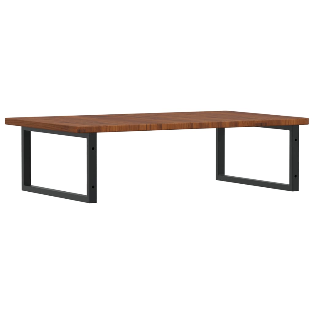 Zidna polica za umivaonik od čelika i masivne hrastovine Smeđa 100 x 60 x 2.5 cm
