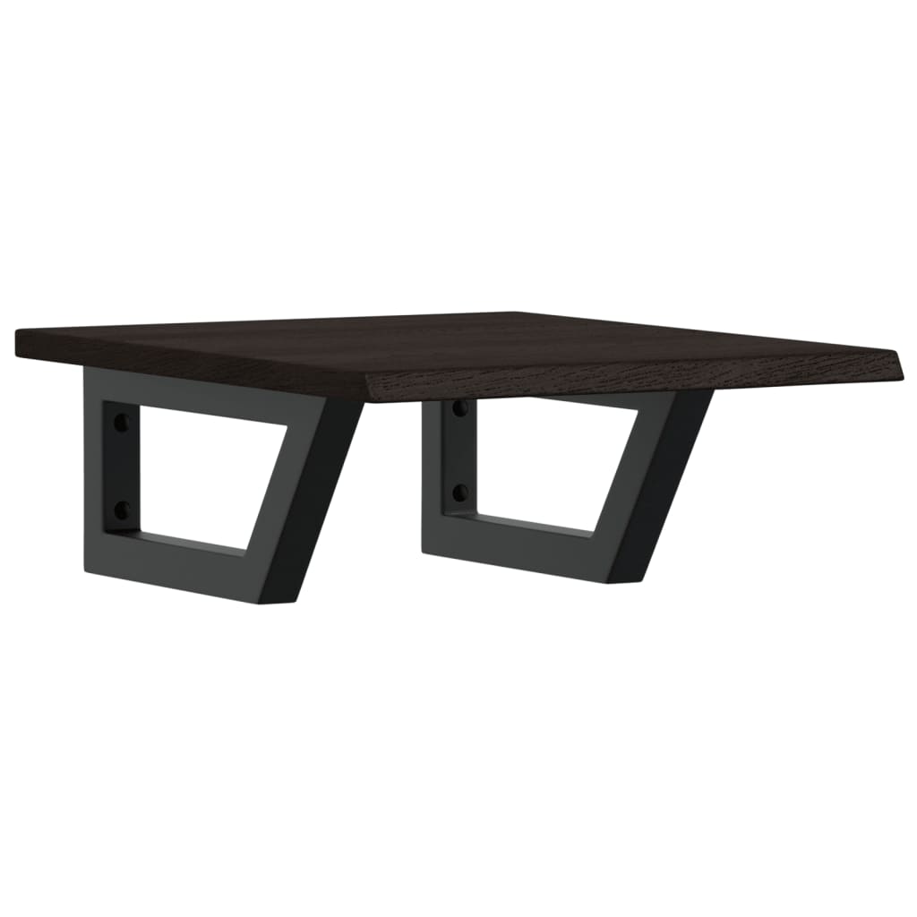 Zidna polica za umivaonik od čelika i masivne hrastovine Smeđa 40 x 50 x 2 cm