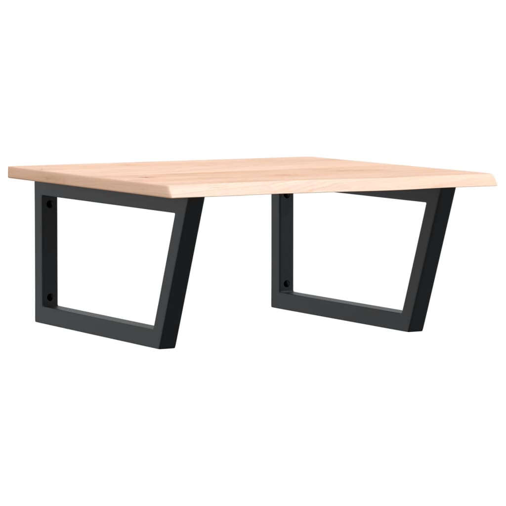 Zidna polica za umivaonik od čelika i masivne hrastovine Smeđa 60 x 60 x 2 cm