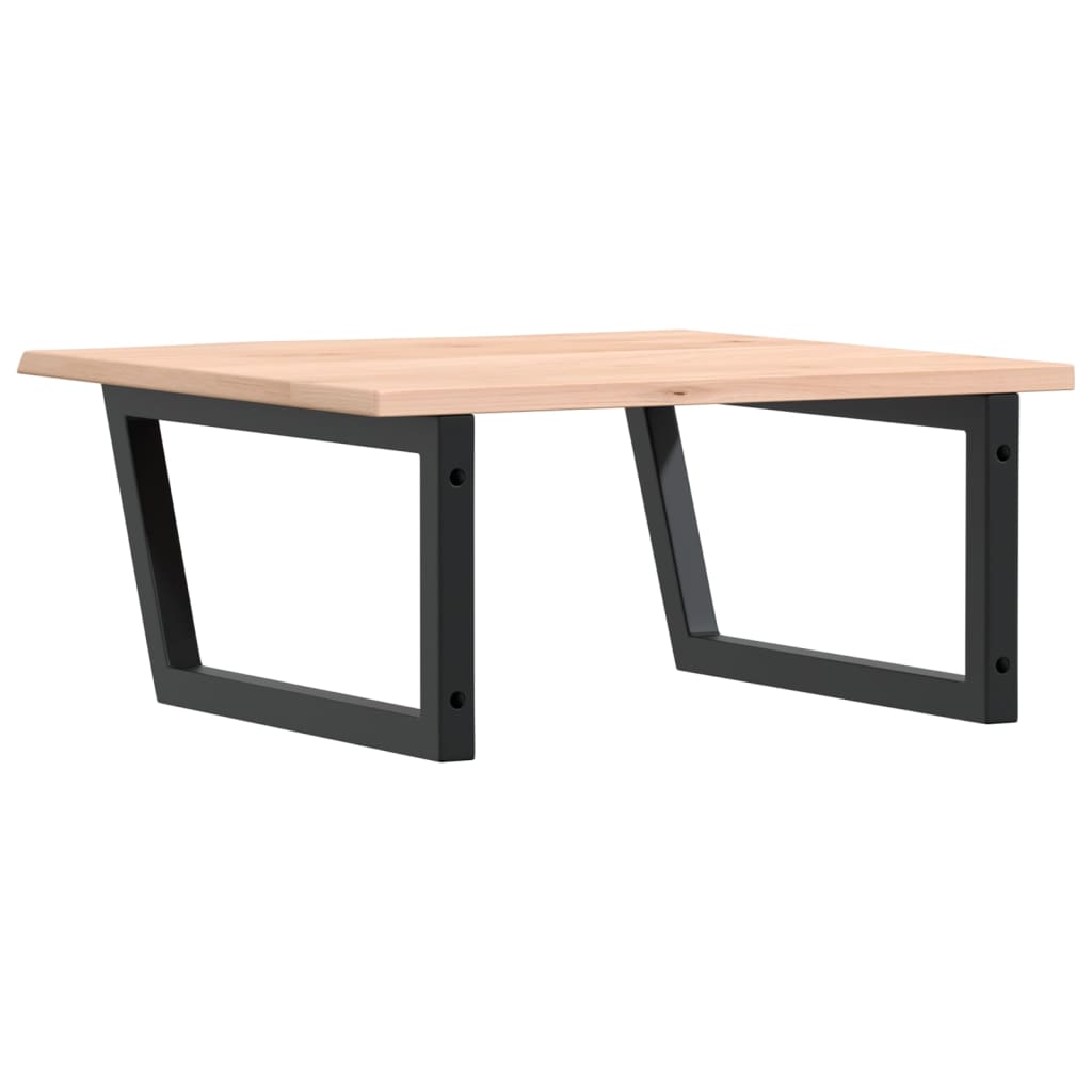 Zidna polica za umivaonik od čelika i masivne hrastovine Smeđa 60 x 60 x 2 cm