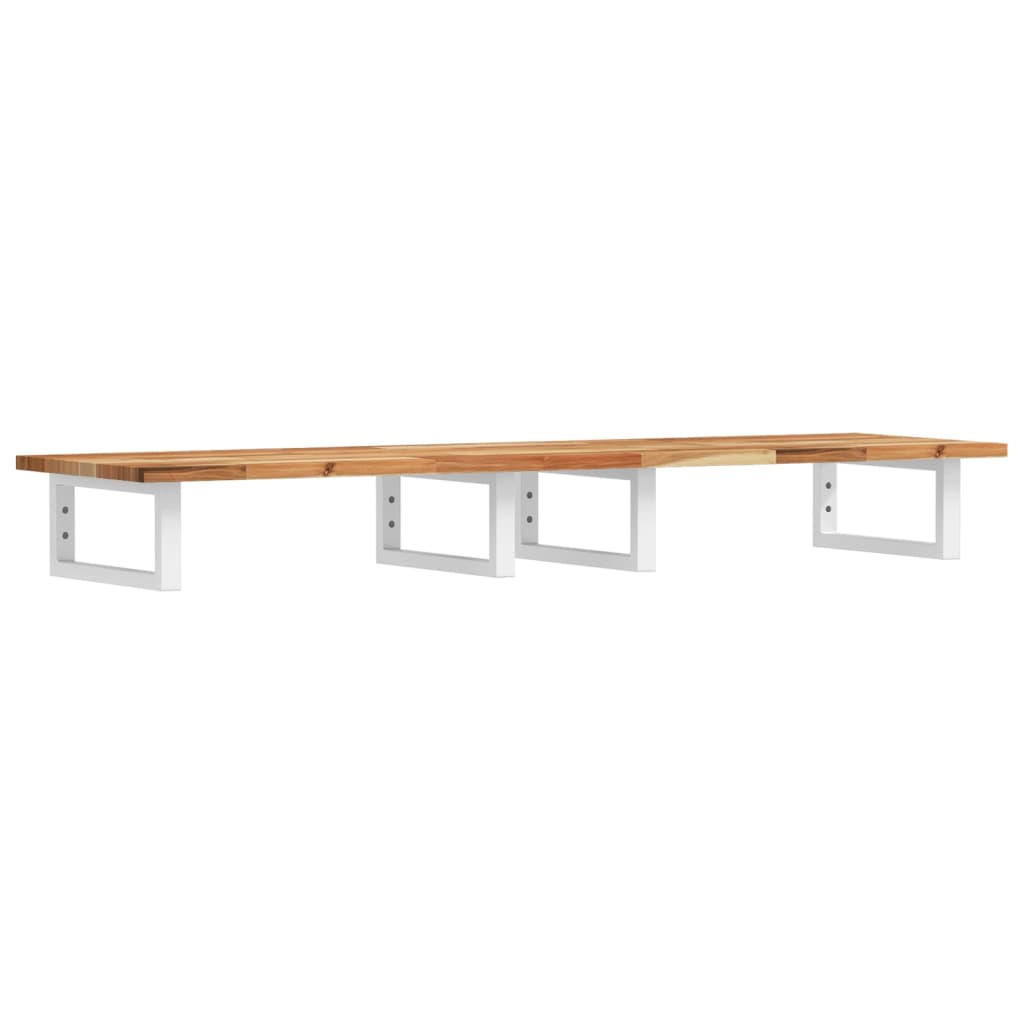 Zidna polica za umivaonik od čelika i masivnog bagremovog drva Smeđa 120 x 40 x 2 cm