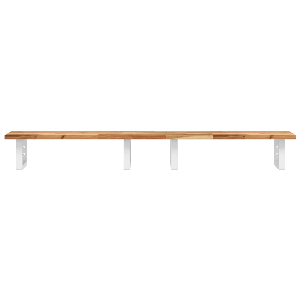Zidna polica za umivaonik od čelika i masivnog bagremovog drva Smeđa 120 x 40 x 2 cm