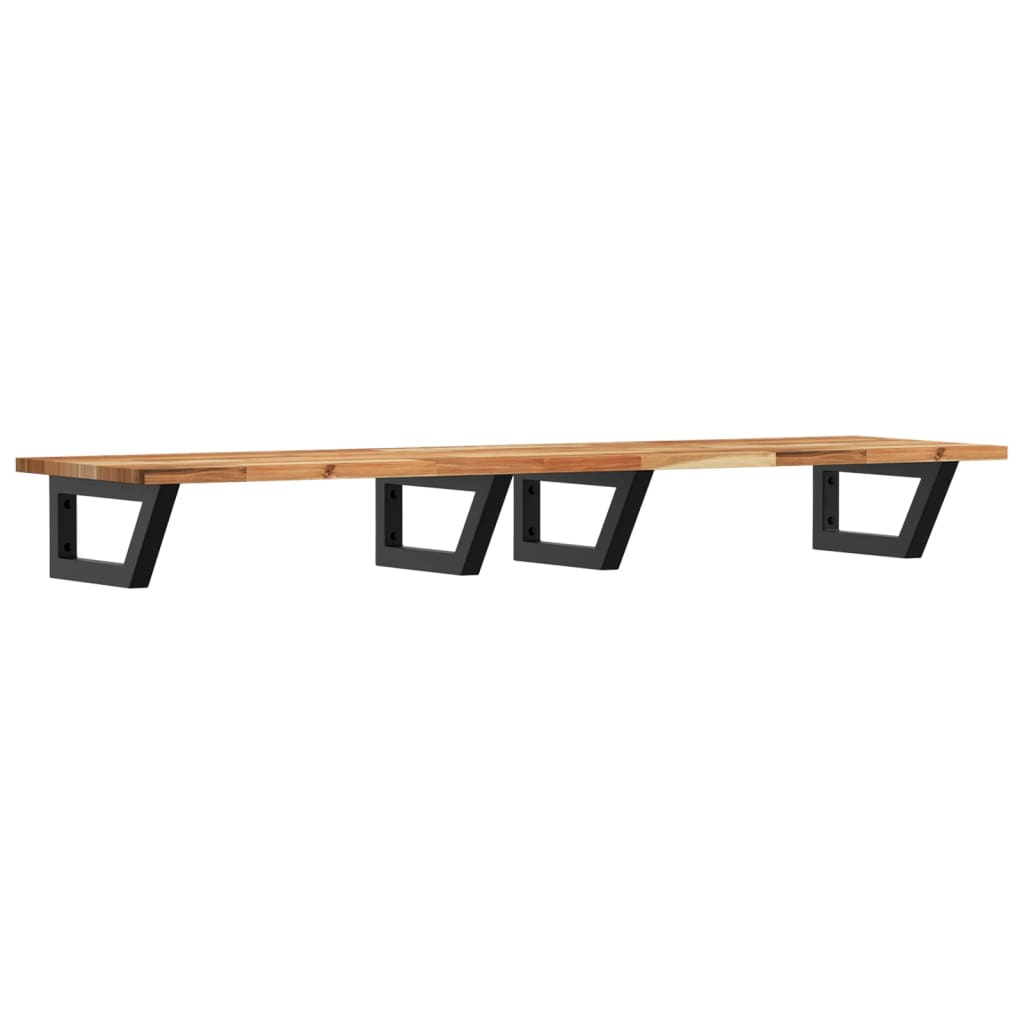Zidna polica za umivaonik od čelika i masivnog bagremovog drva Smeđa 120 x 40 x 2 cm