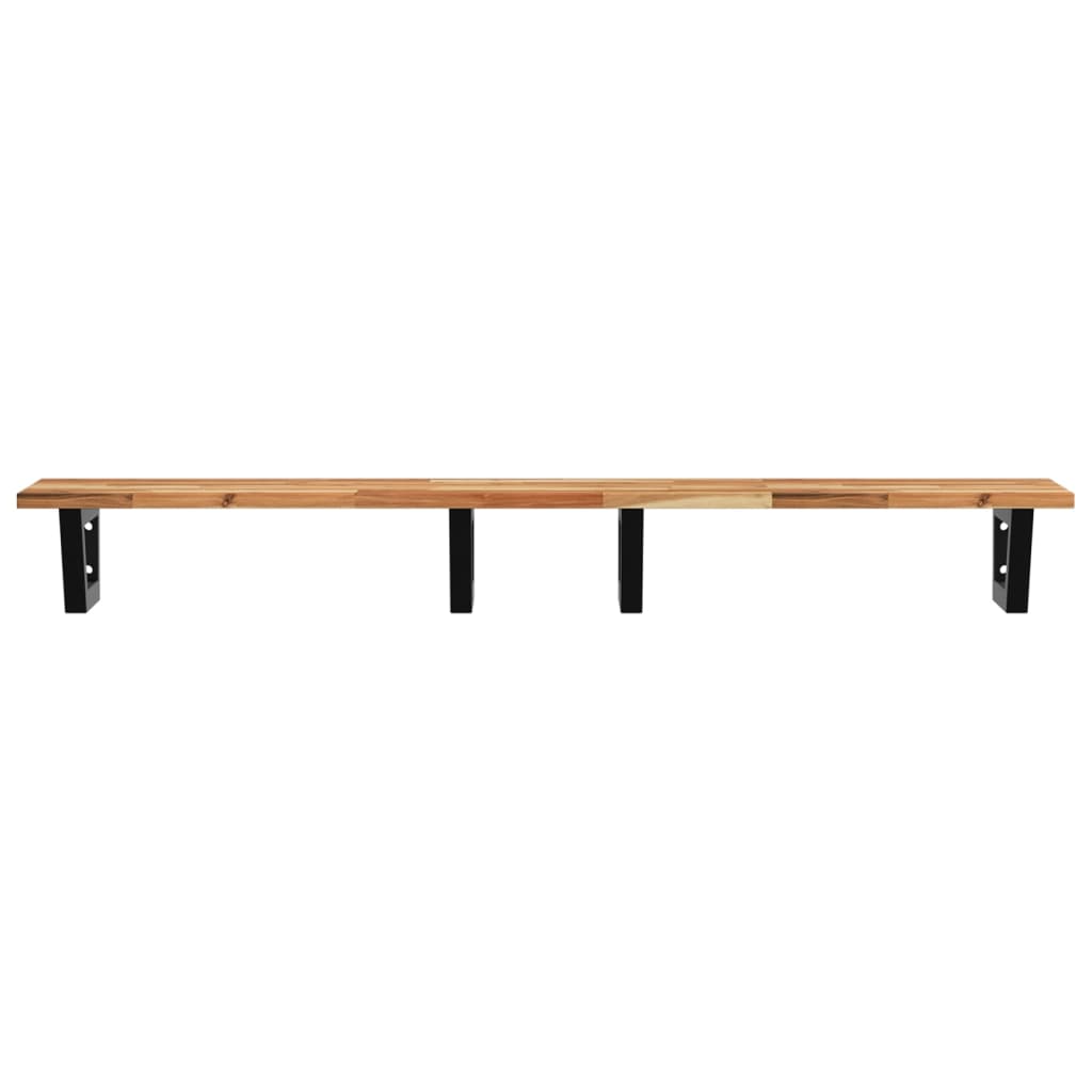 Zidna polica za umivaonik od čelika i masivnog bagremovog drva Smeđa 120 x 40 x 2 cm