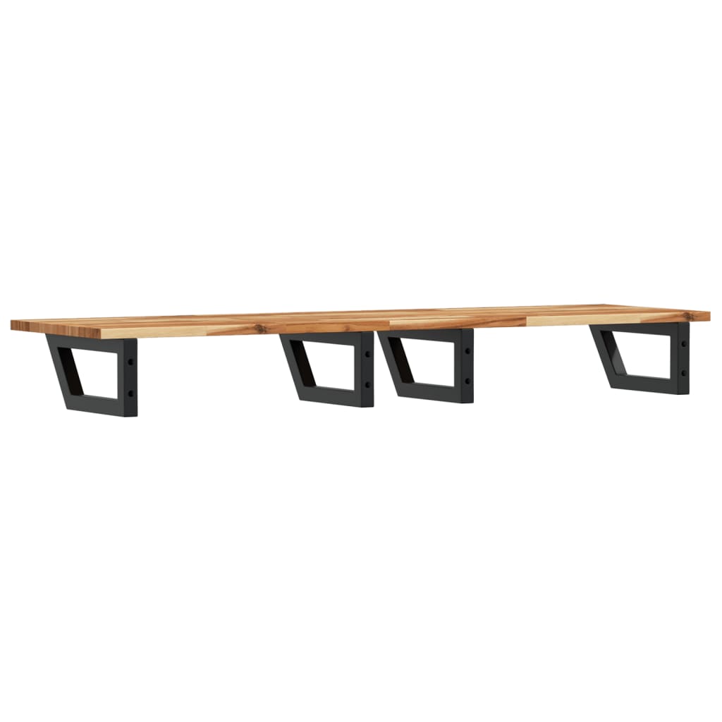 Zidna polica za umivaonik od čelika i masivnog bagremovog drva Smeđa 120 x 40 x 2 cm
