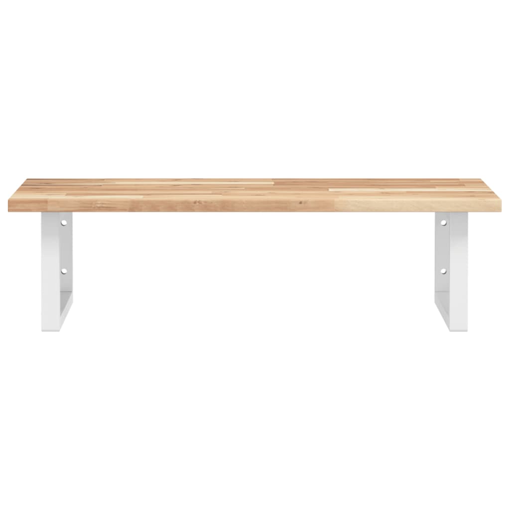 Zidna polica za umivaonik od čelika i masivnog bagremovog drva Smeđa 80 x 50 x 2 cm