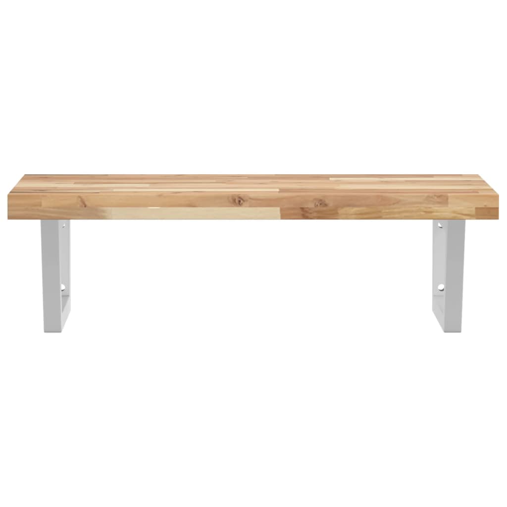 Zidna polica za umivaonik od čelika i masivnog bagremovog drva Smeđa 60 x 50 x 4 cm