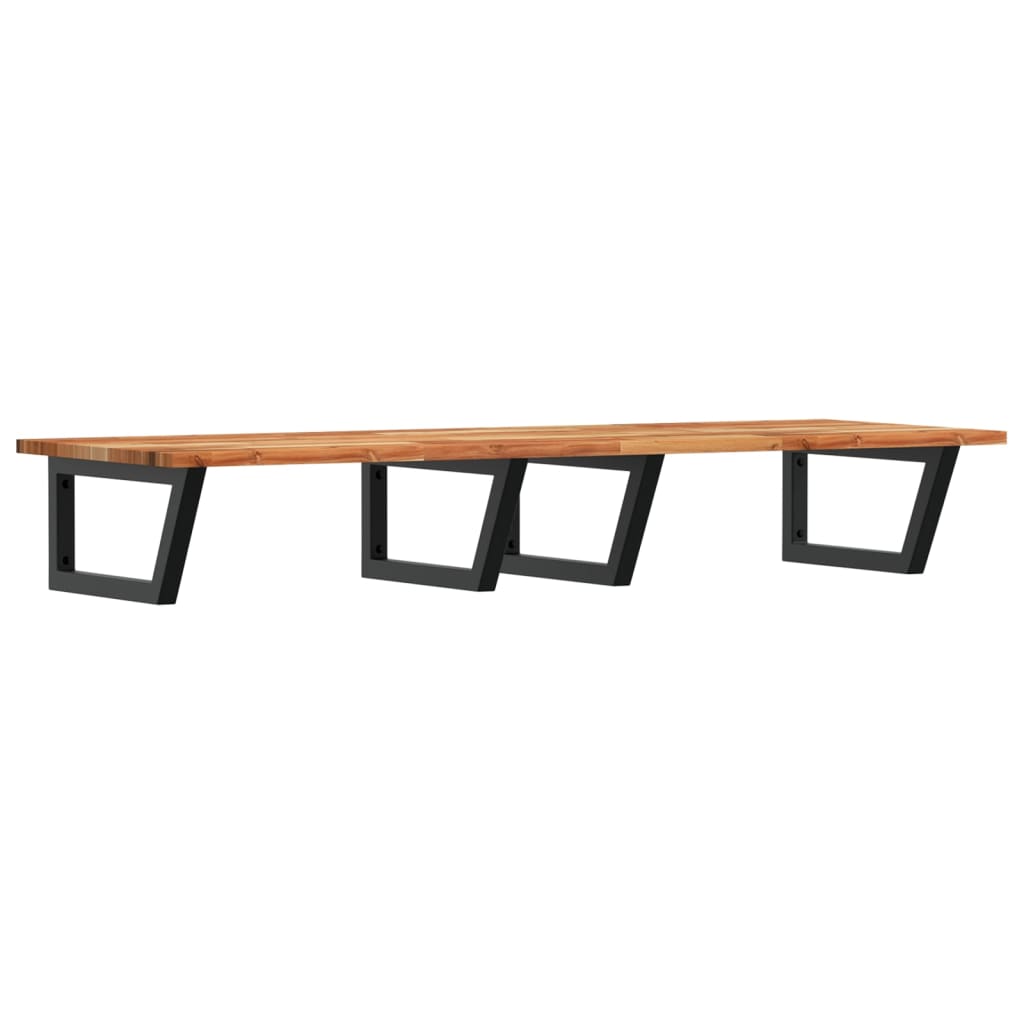 Zidna polica za umivaonik od čelika i masivnog bagremovog drva Smeđa 120 x 50 x 2 cm