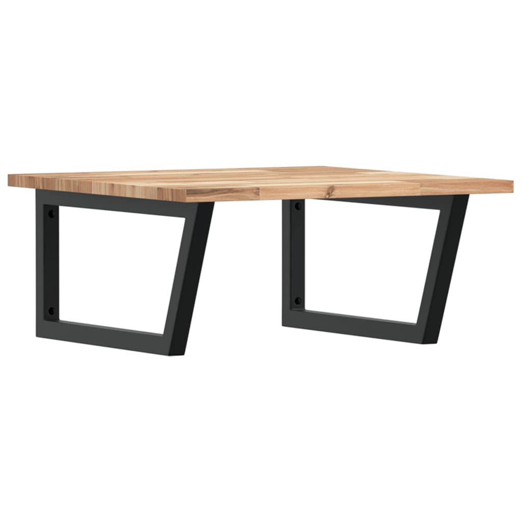 Zidna polica za umivaonik od čelika i masivnog bagremovog drva Smeđa 60 x 60 x 2 cm