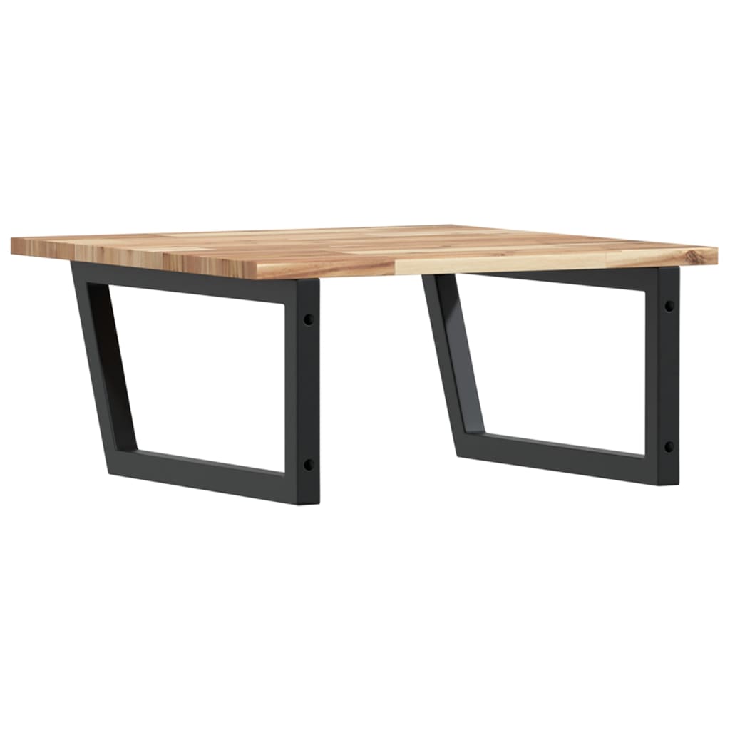 Zidna polica za umivaonik od čelika i masivnog bagremovog drva Smeđa 60 x 60 x 2 cm