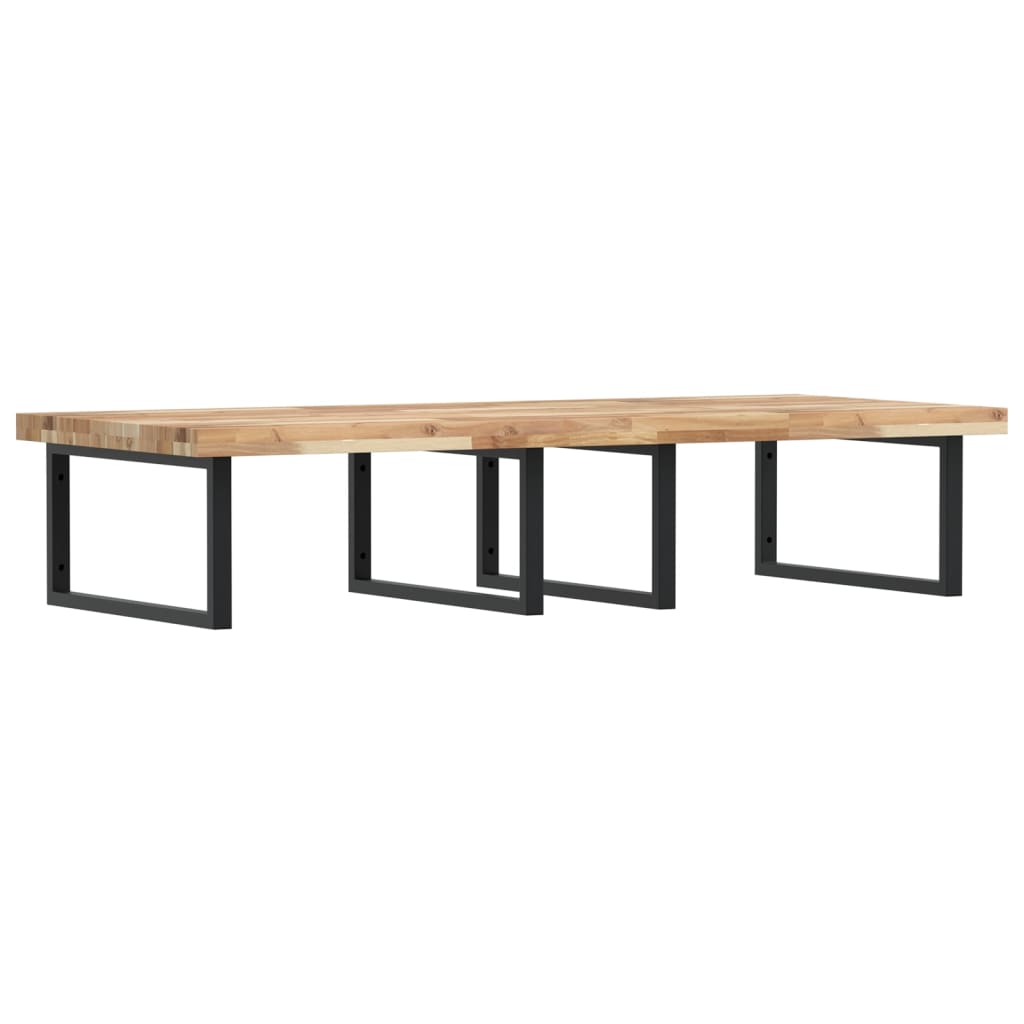 Zidna polica za umivaonik od čelika i masivnog bagremovog drva Smeđa 120 x 60 x 4 cm
