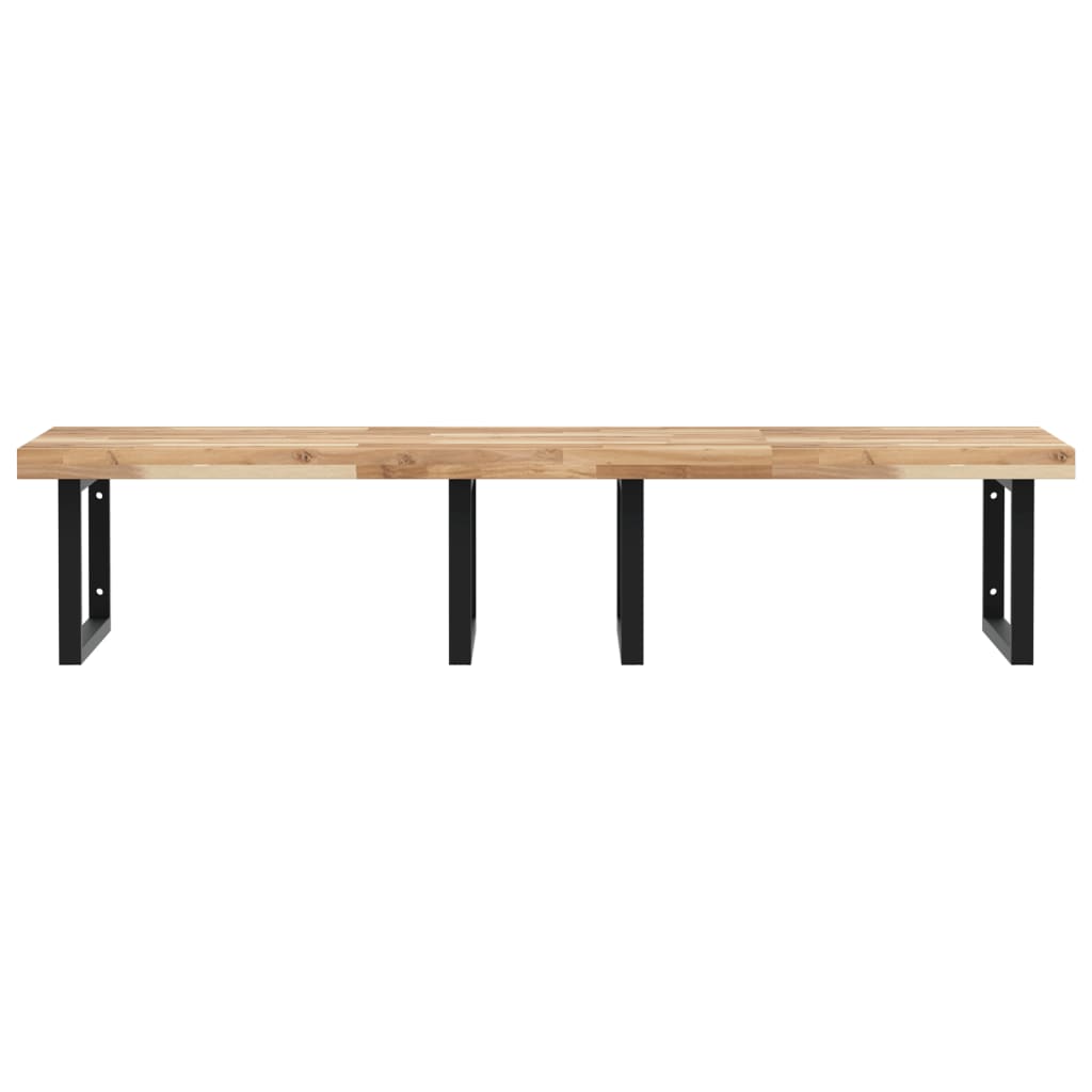 Zidna polica za umivaonik od čelika i masivnog bagremovog drva Smeđa 120 x 60 x 4 cm