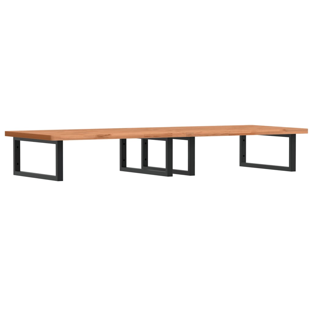 Zidna polica za umivaonik od čelika i masivne bukovine Smeđa 150 x 55 x 2.5 cm
