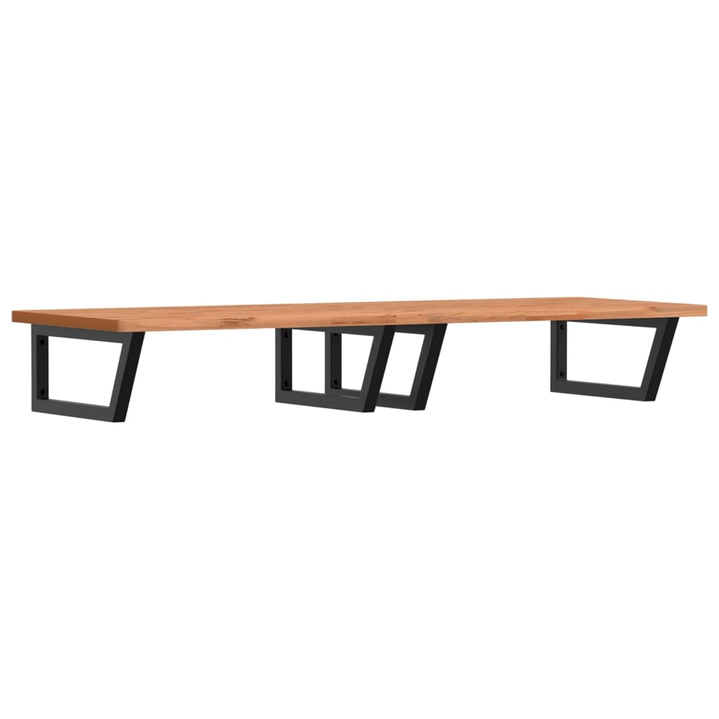 Zidna polica za umivaonik od čelika i masivne bukovine Smeđa 150 x 55 x 2.5 cm