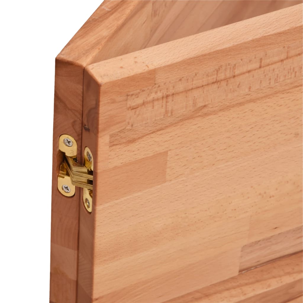 Zidna polica za umivaonik od čelika i masivne bukovine Smeđa 150 x 55 x 2.5 cm