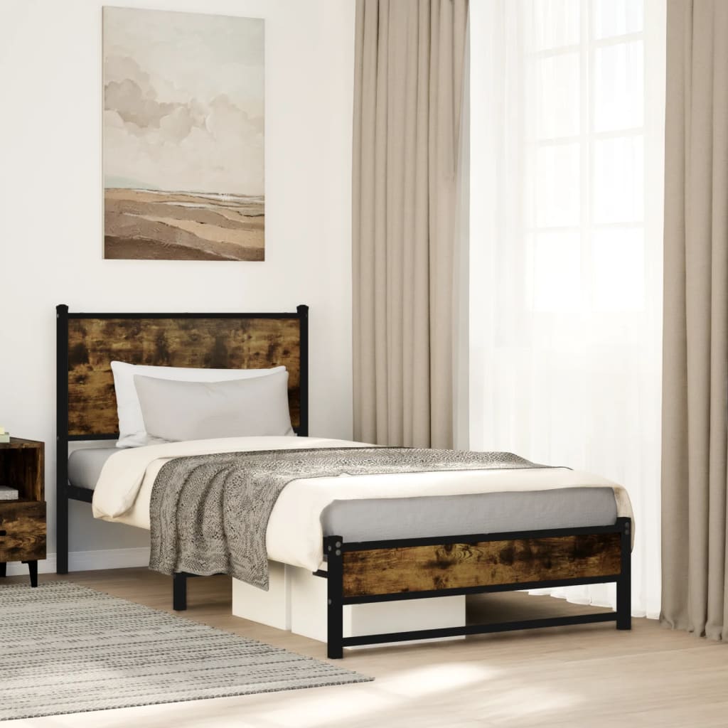 Metalni okvir kreveta bez madraca boja hrasta 90x190 cm