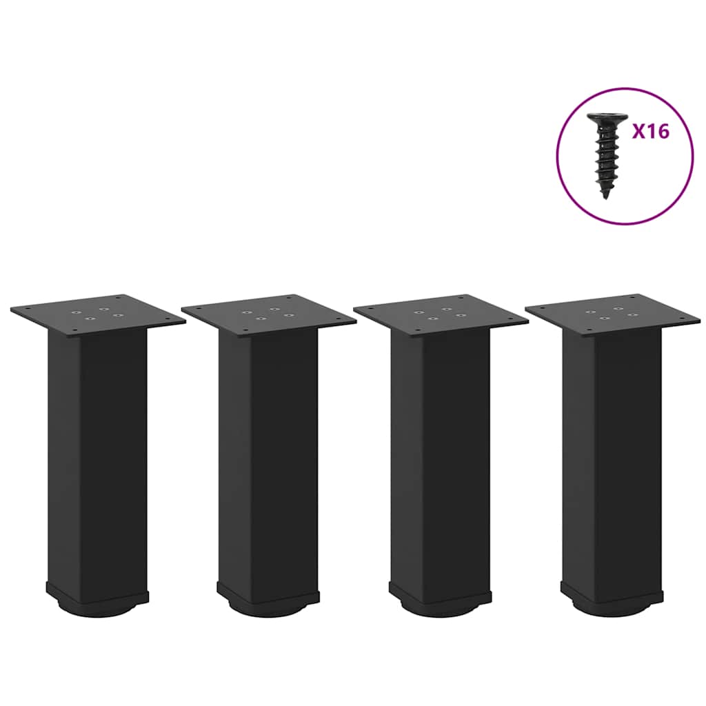 Noge za klub stolić 4 kom. Crne 30-32 cm Čelične Crna 30-32 cm (80 mm)