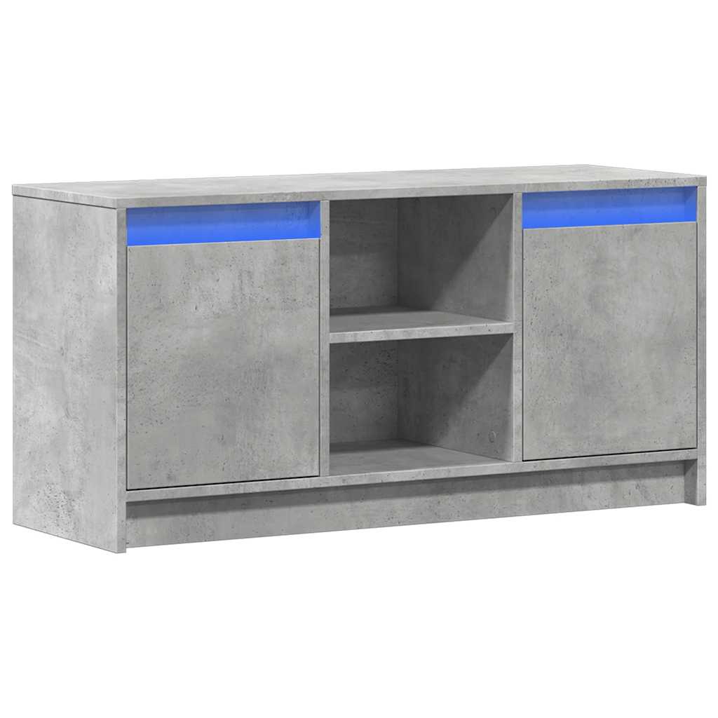 TV ormarić s LED svjetlima boja betona 100x34x50 cm drveni Siva