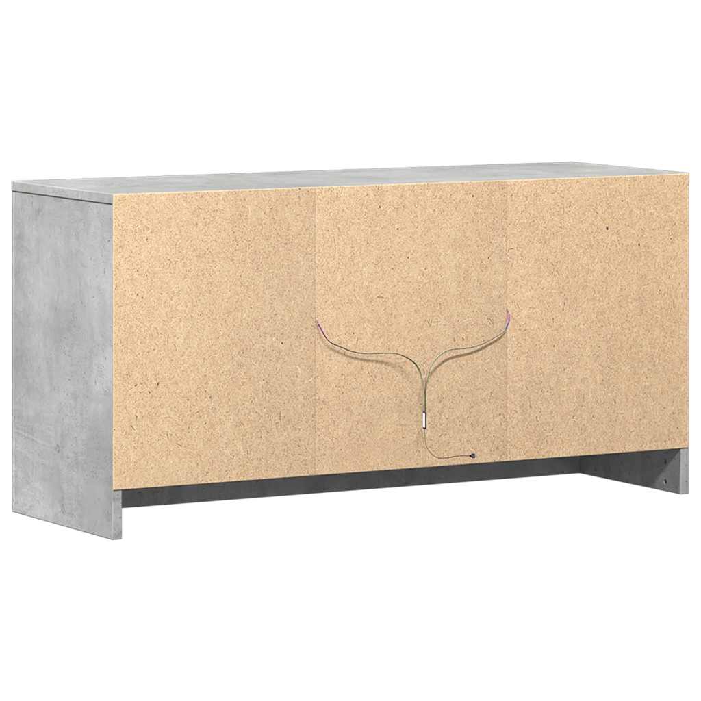 TV ormarić s LED svjetlima boja betona 100x34x50 cm drveni Siva