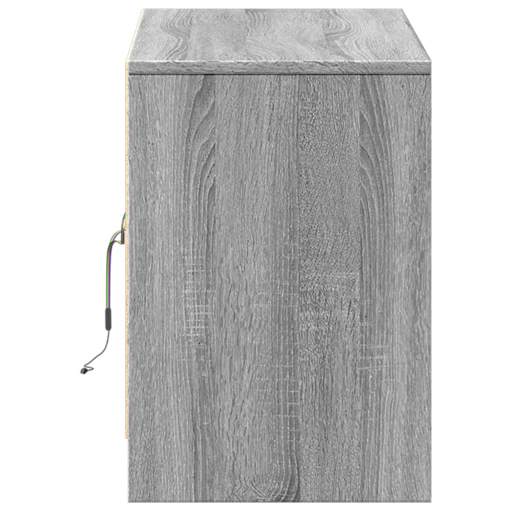TV ormarić s LED svjetlima boja hrasta 100x34x50 cm drveni Siva