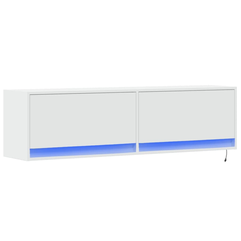 Zidni TV ormarić s LED svjetlima bijeli 140x31x38 cm