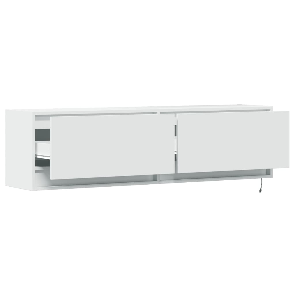 Zidni TV ormarić s LED svjetlima bijeli 140x31x38 cm