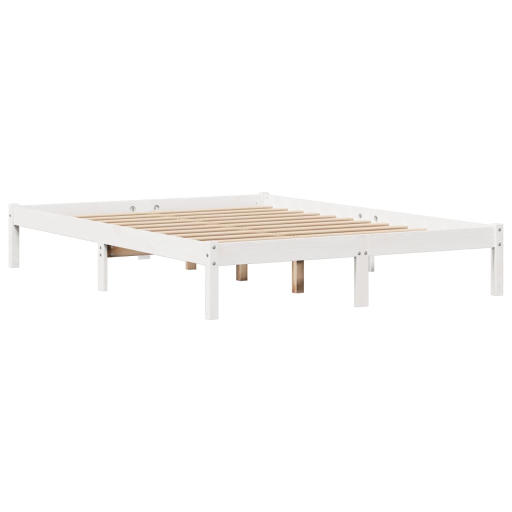 Okvir kreveta bez madraca bijeli 120 x 200 cm masivna borovina