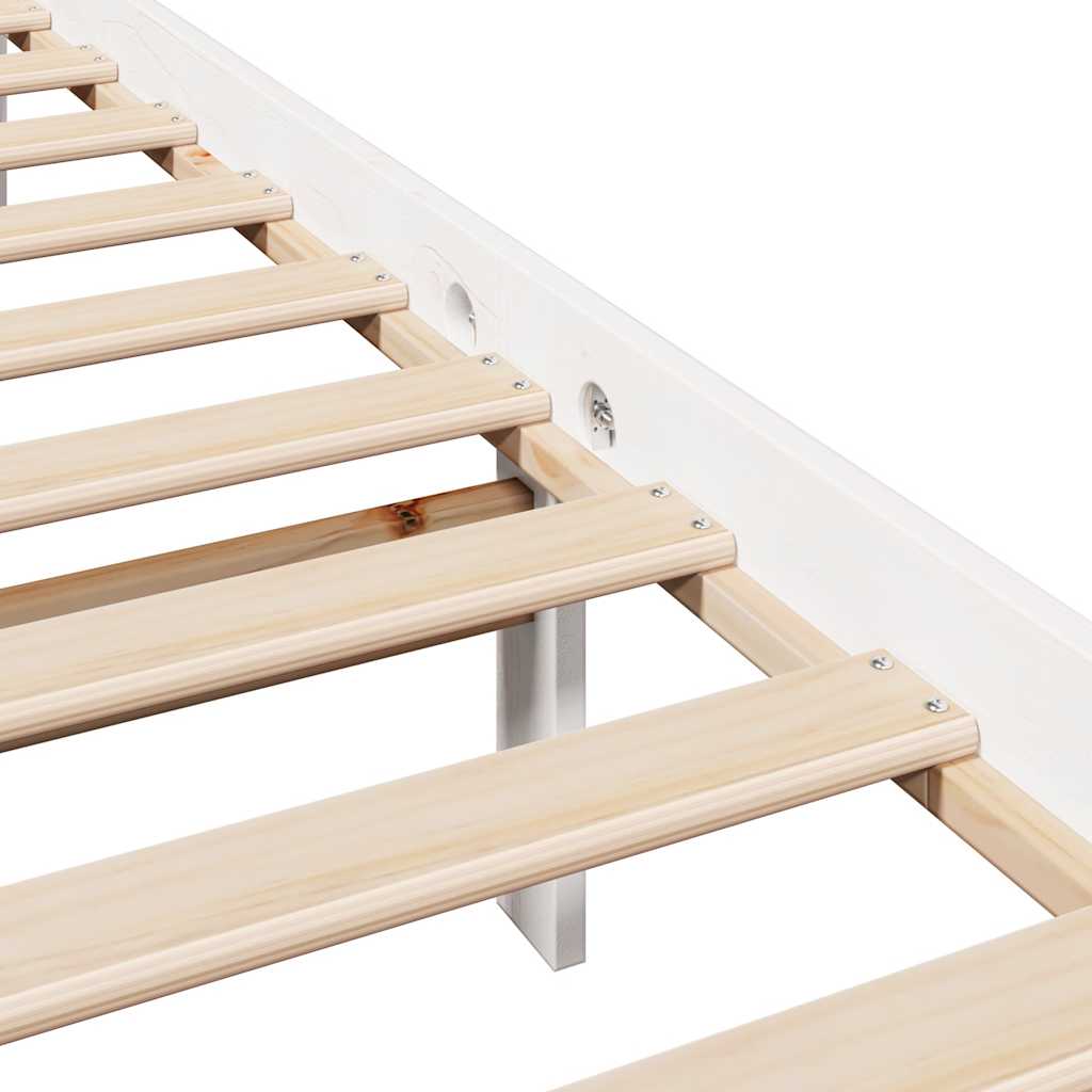 Okvir kreveta bez madraca bijeli 120 x 200 cm masivna borovina
