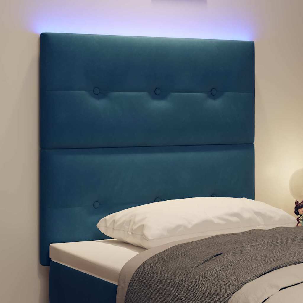 LED glava kreveta s LED trakama Plava 100 cm Baršun