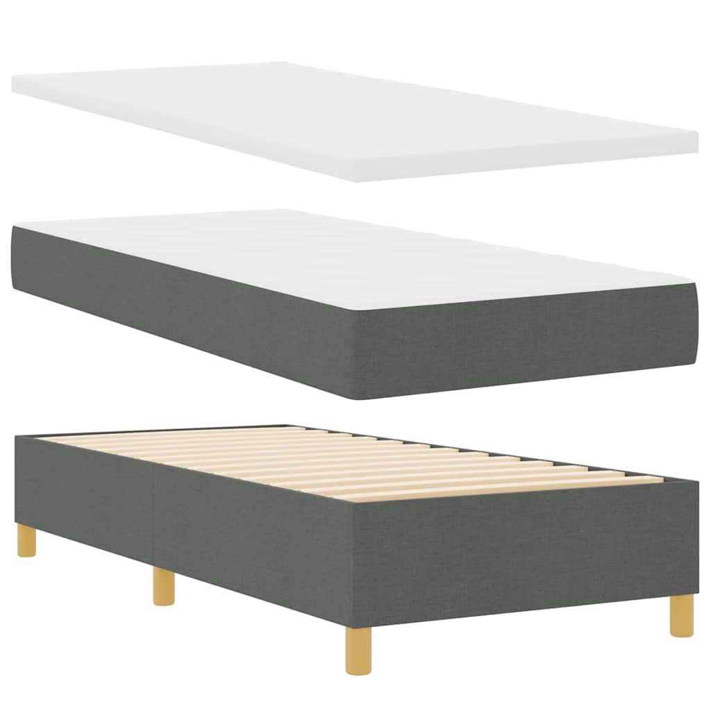 Krevet s opruga kutije Tamno siva 90 x 200 cm tkanina Jet crna