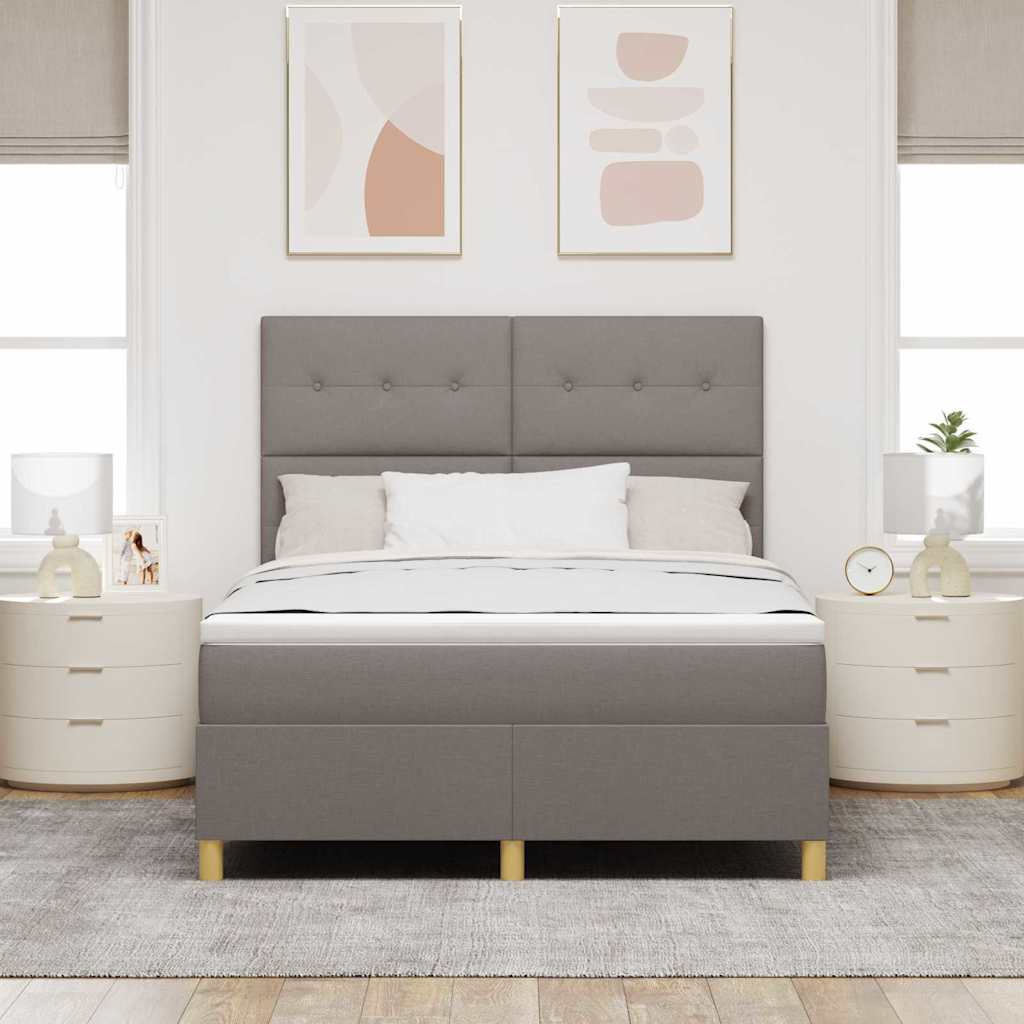 Krevet s opruga kutije Sivo-smeđa 140 x 200 cm tkanina Svjetlosiva