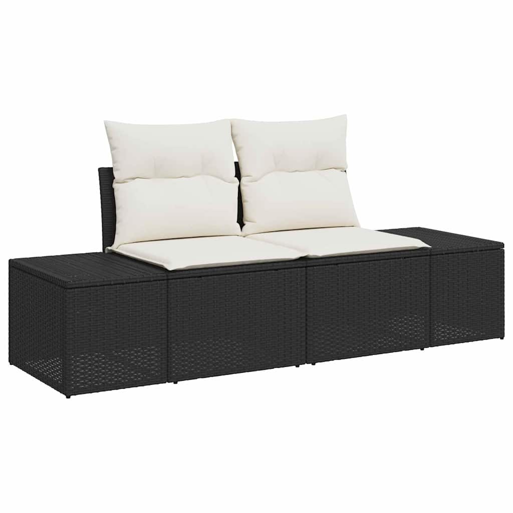Vrtni set za objed s jastukom 5 pcs Crna i Krema