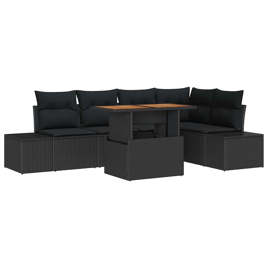 Vrtni set za objed s jastukom 6 pcs Crna i smeđa