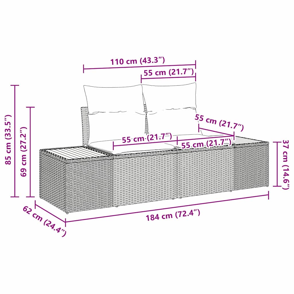 Vrtni set za objed s jastukom 5 pcs Siva i smeđa
