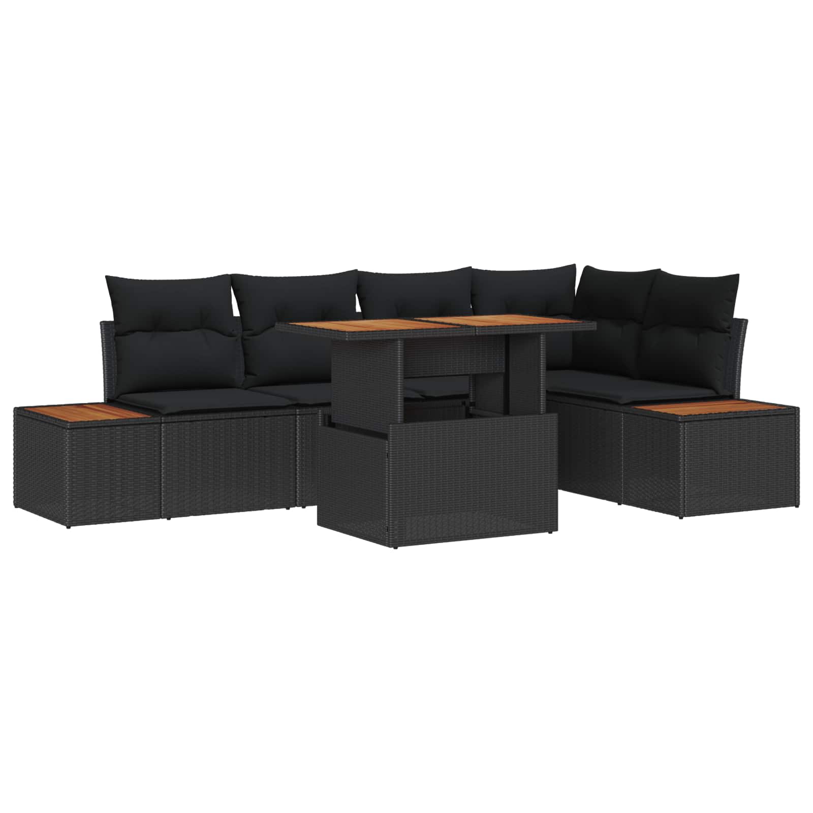 Vrtni set za objed s jastukom 6 pcs Crna i smeđa