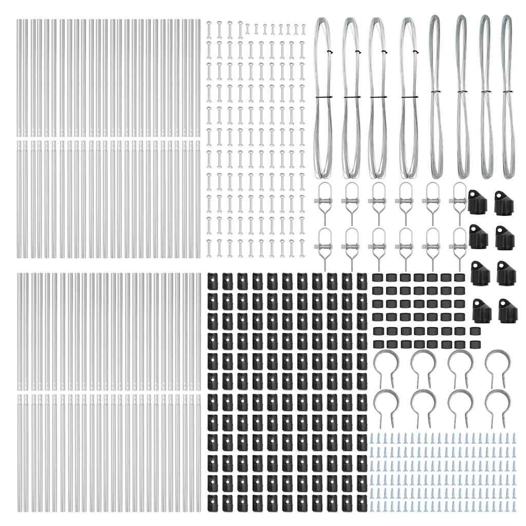 Ugrađeni stup za ogradu 52 pcs Srebrna Čelik obložen prahom