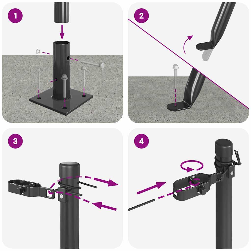 Stup za ogradu s betonskom bazom 26 kom. Siva