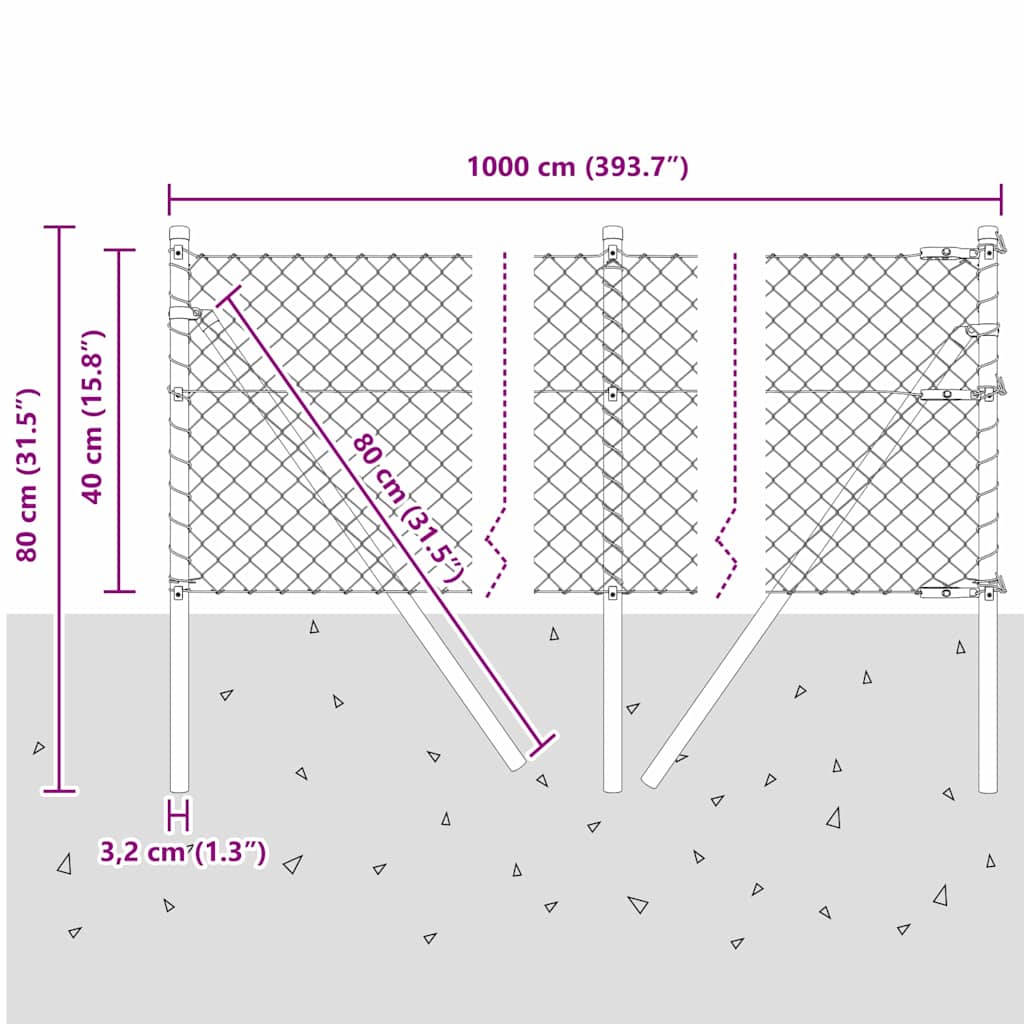 Stup za ogradu Srebrno 10 x 0,4 m (mreža 40 x 40 mm) Čelik
