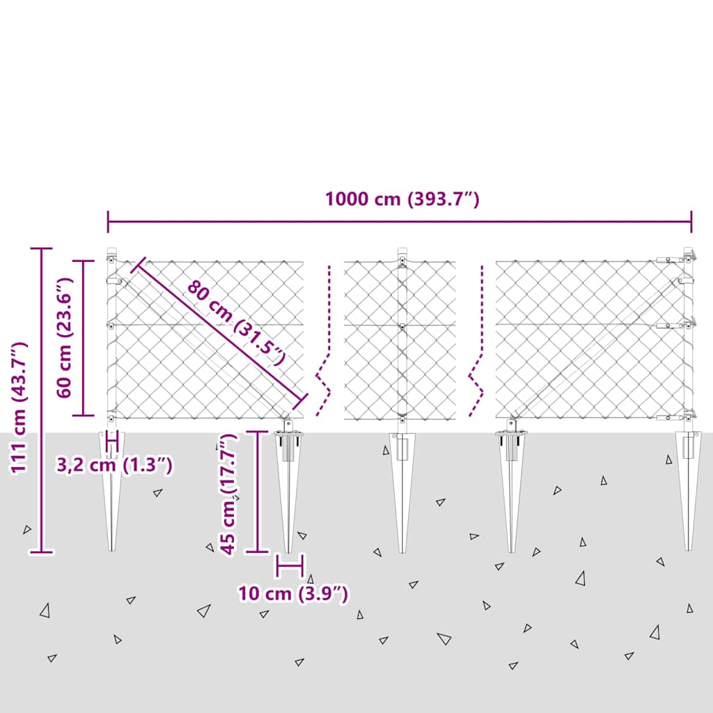 Zavareno žičano ograđivanje s bodljama 10 x 0,6 m Zelena Mreža