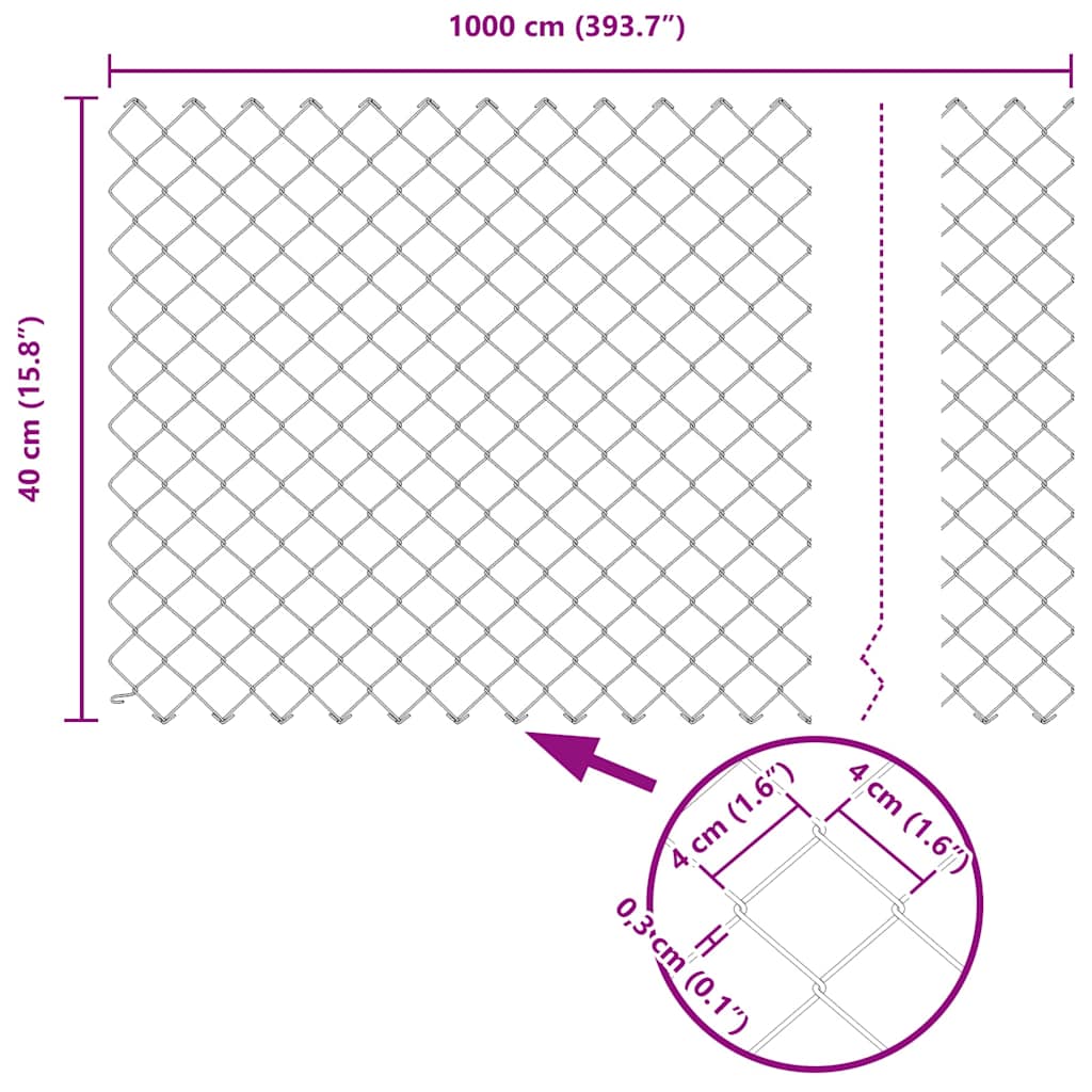 Stup za ogradu Srebrno 10 x 0,4 m (mreža 40 x 40 mm) Čelik